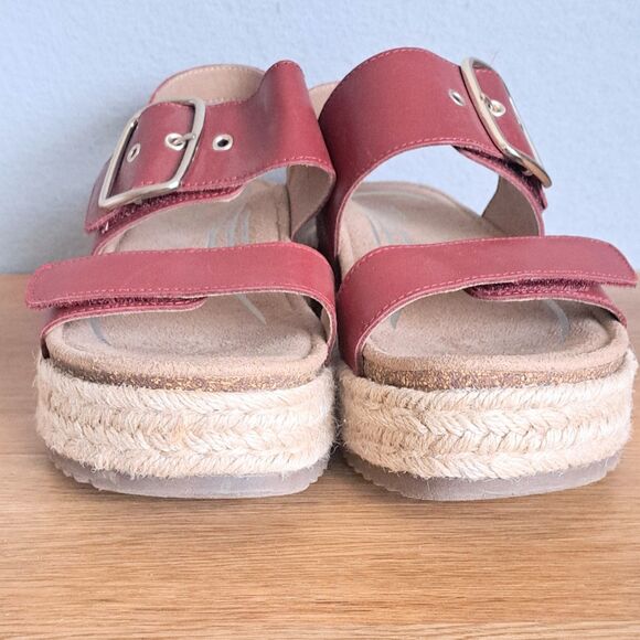Aetrex Vania Womens 8.5 EU 39 Red Leather Cork Arch Support Sandals Comfort Cork - Picture 2 of 10